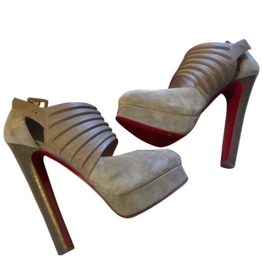 Nude Louboutin Bye Bye 160 Veau Velours Bootie